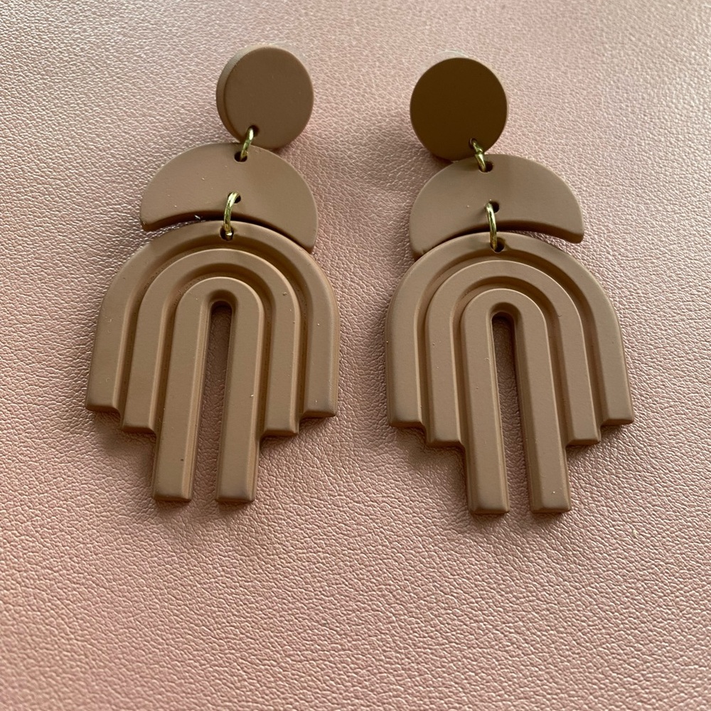 Geometric Tan Earrings
